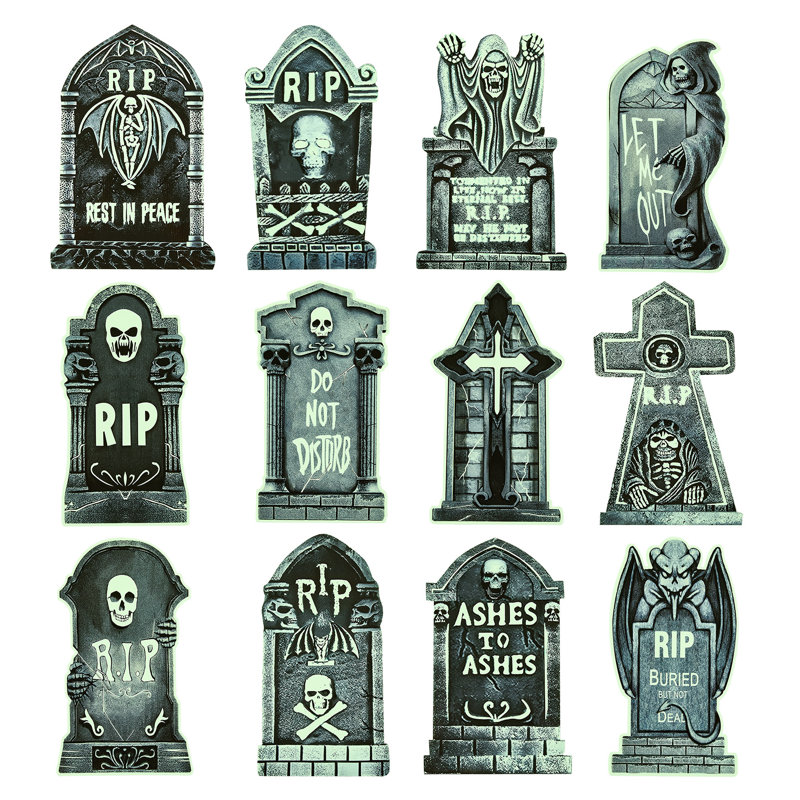 Lot de 12 pierres tombales phosphorescentes