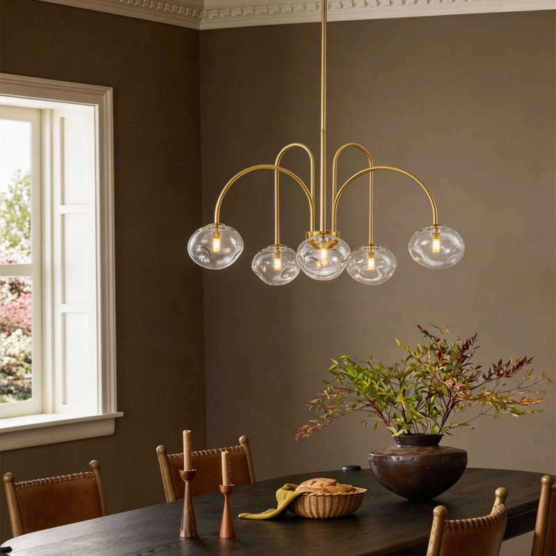 Bradrick 6 - Light Sputnik Modern Linear Modern Glass Bubble Dining Chandelier