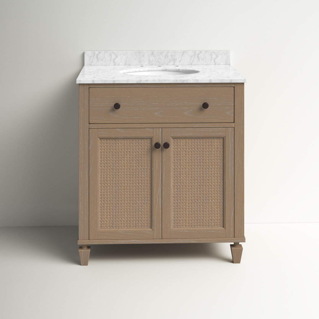 Berkely 30'' Single Bathroom Vanity with Carrara Marble Top Birch Lane™