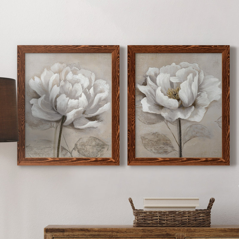 "Soft White I", ensemble de 2 reproductions d'art, H 24 po x l 36 po, Toile avec cadre photo sans passe-partout, Érable