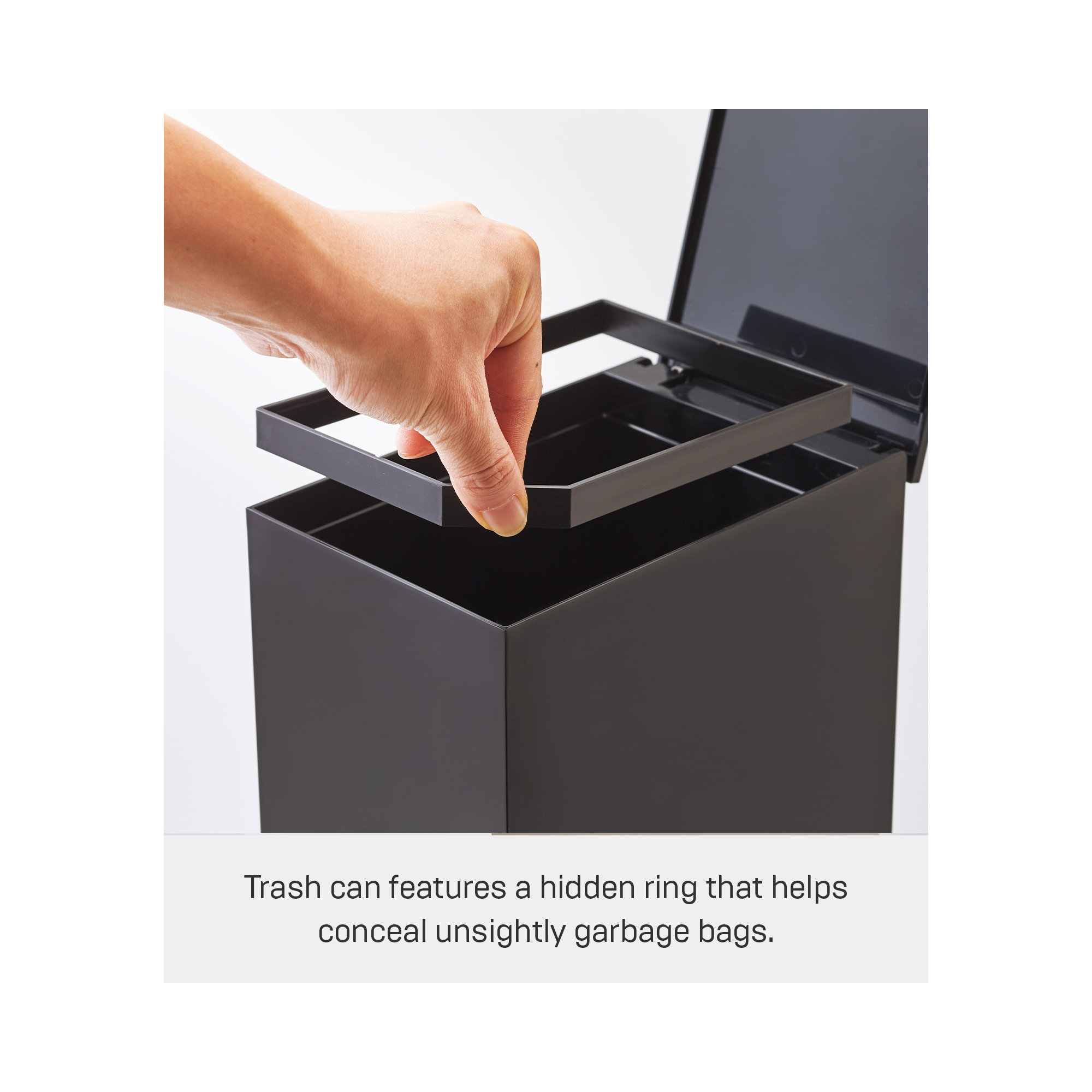 Tower Yamazaki Home Plastic 1 Gallon Step-on Waste Basket, Black