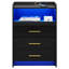 3 Drawers Bedside Table with Charging Station and Led Lights-2021268571