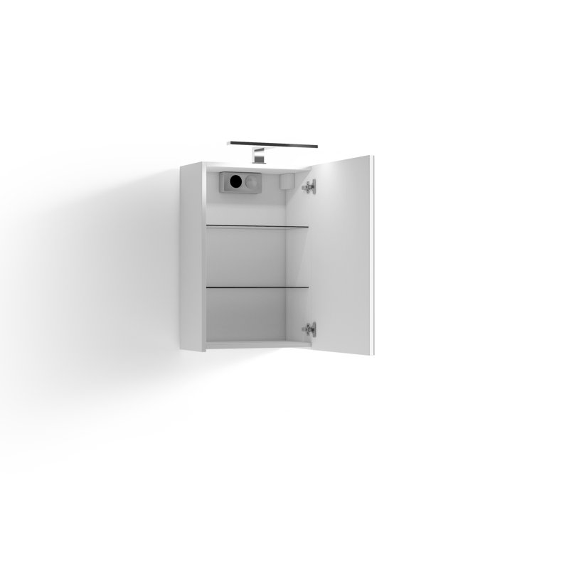 Euda W 600mm H Surface Frameless Medicine Cabinet with Mirror and 3 Fixed Shelves, 60cm H x 40cm W x 20cm D