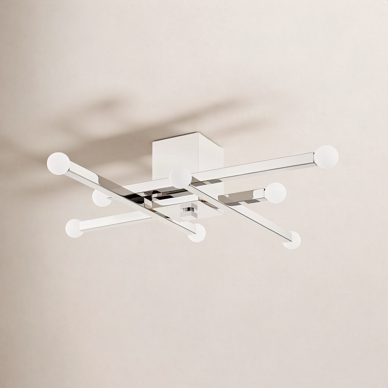 Peary 8-Light Flush Mount, Polished Nickel