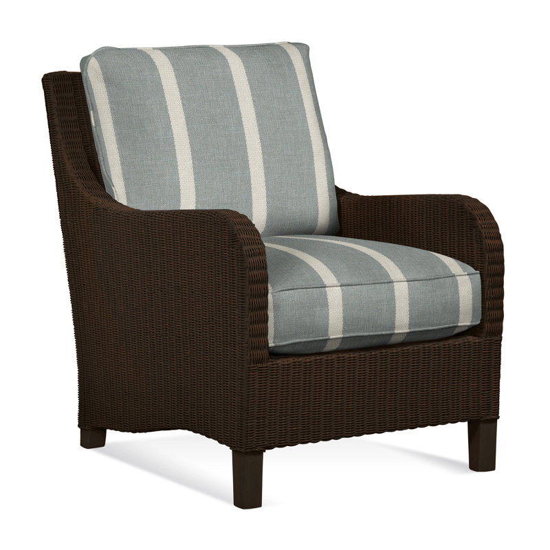 Fauteuil large 29 po Gibraltar, Rayé bleu clair et blanc / 0256-54, Noisette