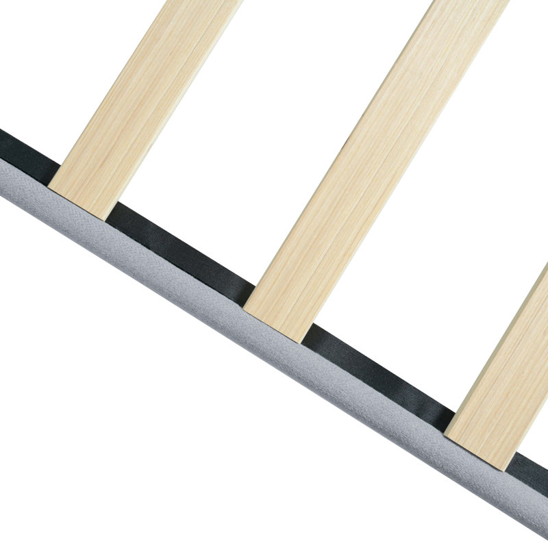 Lit plateforme simple tapissier, Gris clair, Lit simple