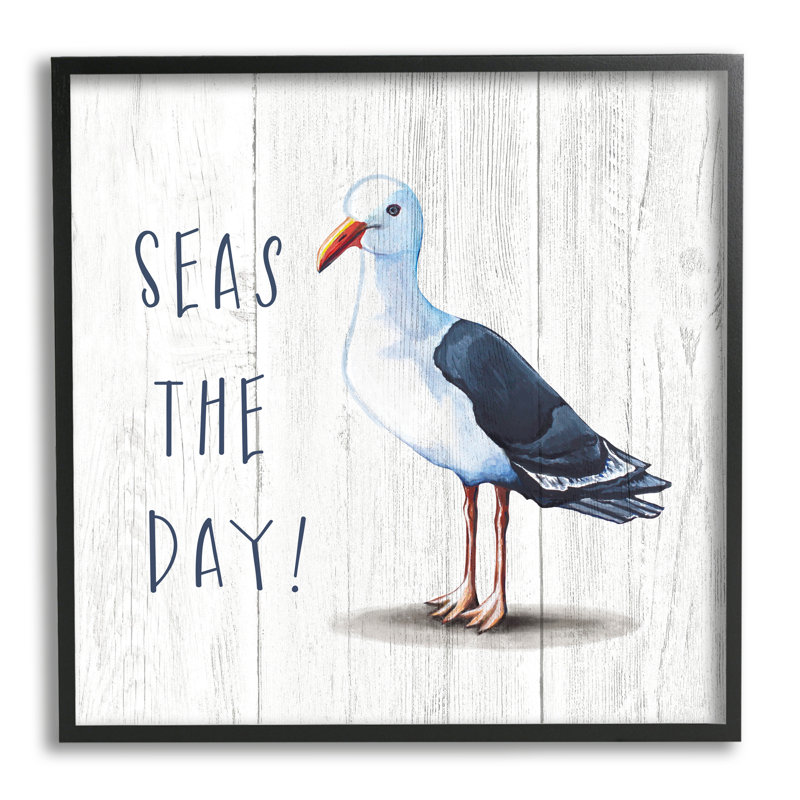 Seas The Day - Peinture, H 24 po x l 24 po x 1,5 po, Giclée encadrée noir minuit