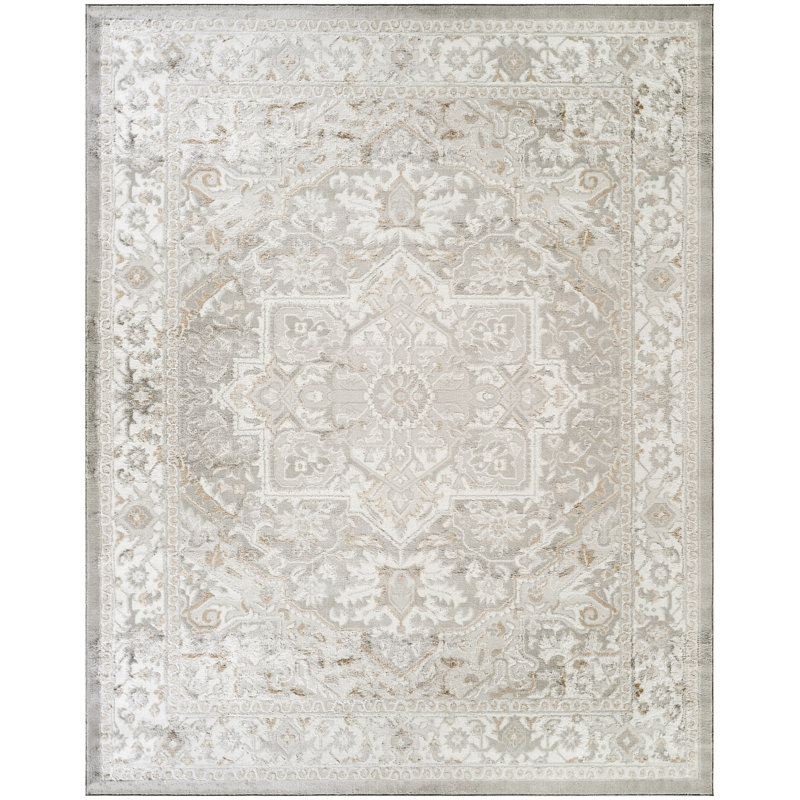 Lafever 7'10" x 9'10" Light Grey Vintage Indoor Rug, Rectangle 7'10" x 9'10"