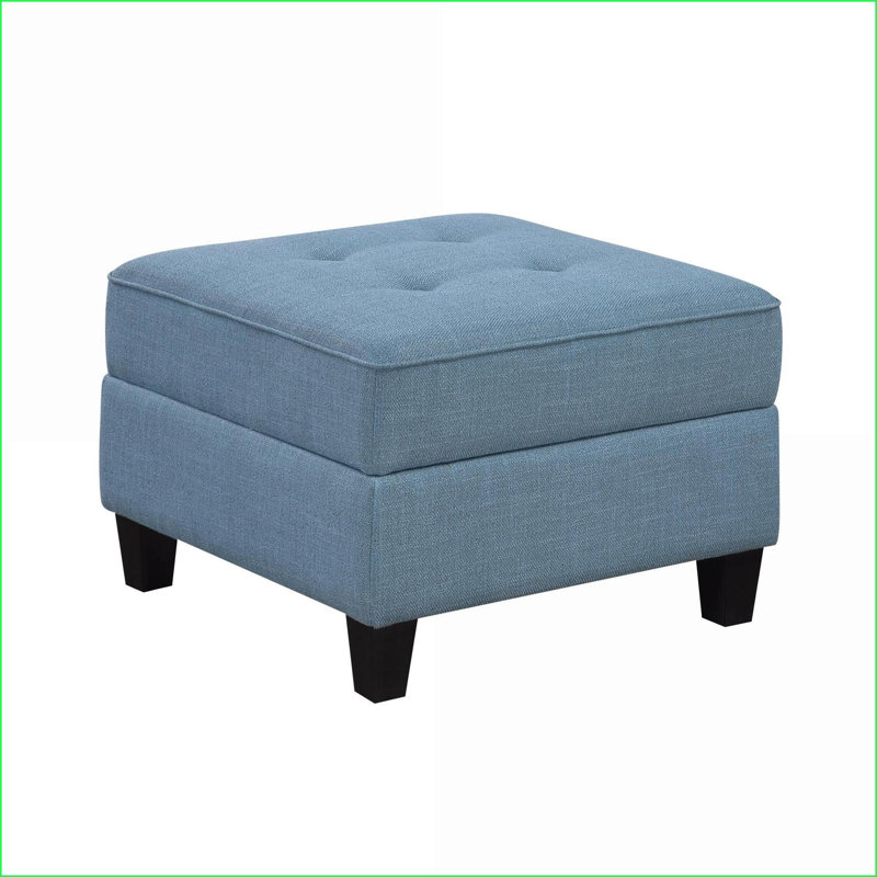 Repose-pieds capitonné bleu royal avec rangement en bois massif | Salon Chambre à coucher | Noir | Bois