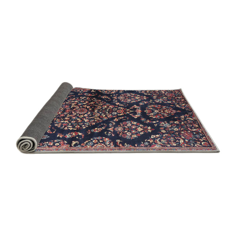 Tapis rouge/bleu traditionnel, Rond 3 pi