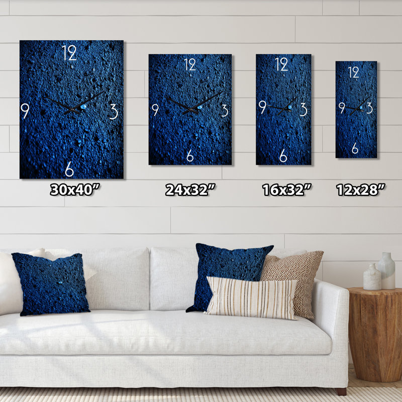 Abstrait euphorie bleu profond bonheur - peinture abstraite horloge murale, Très grand