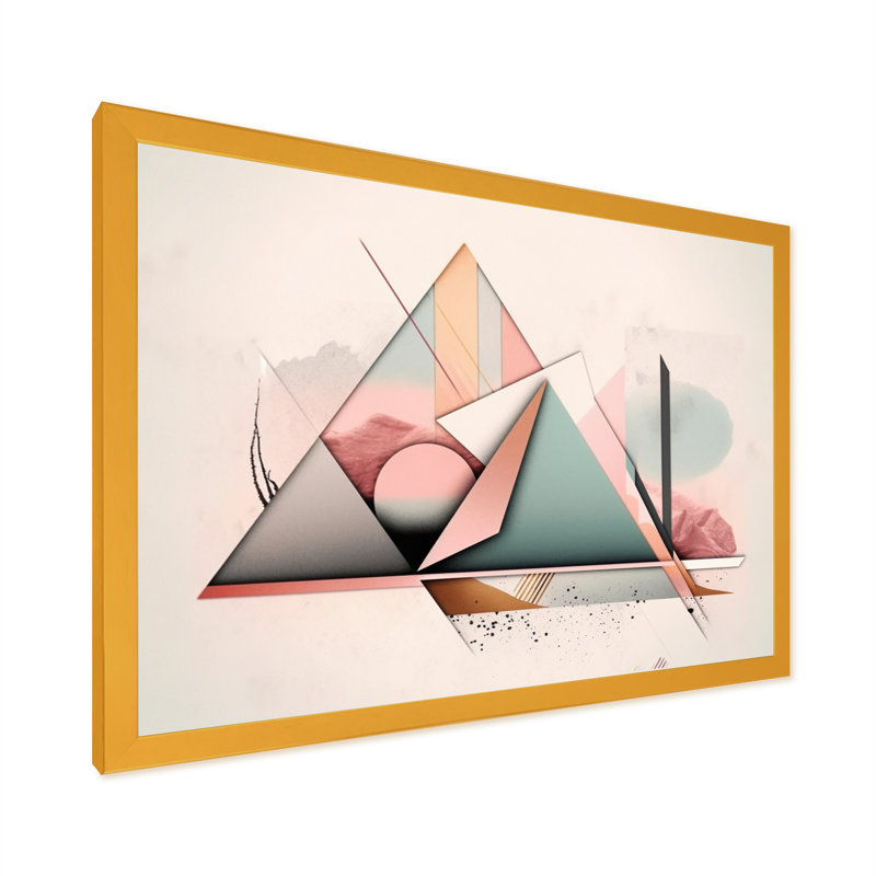 «Mid Century Pastel Mountains I», art mural moderne sur toile géométrique, H 24 po x l 32 po x P 1 po, Encadrement doré