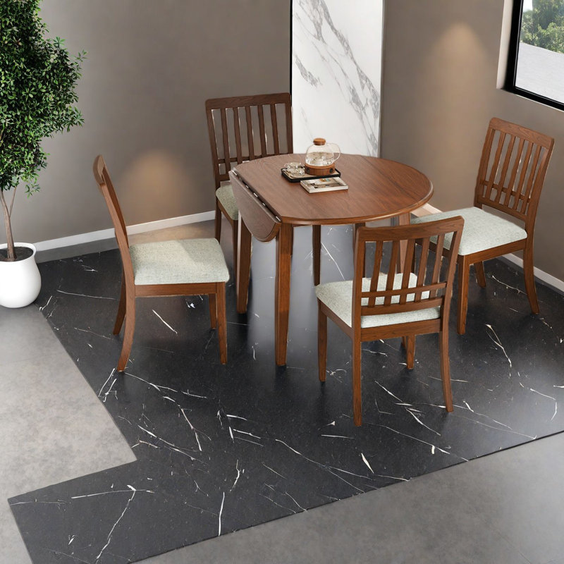 Ensembles de table de salle à manger 5 pièces peu encombrants, chaises rembourrées en bois brun