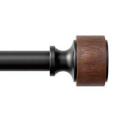 Wood Curtain Rods For Windows 48 To 84 Inch, 1” Diameter Drapery Rod With Imitation Wood Grain Finials, Adjustable Heavy Duty Curtain Rod Set, Indoor/Outdoor Modern Curtains Rods, 30-88”