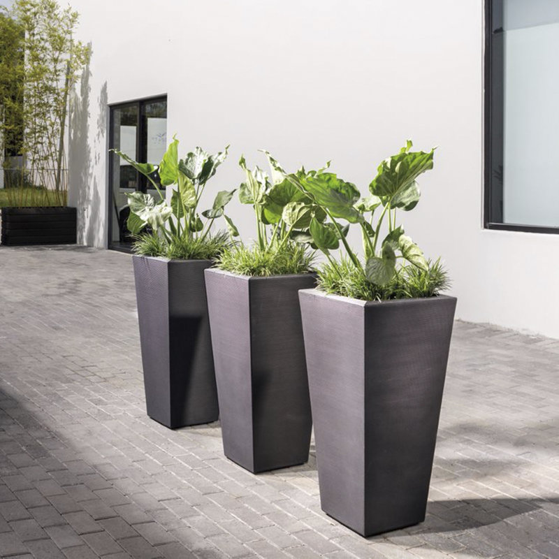 Plastic Pot Planter, Caviar Black, 34.7" H x 17" W x 17" D