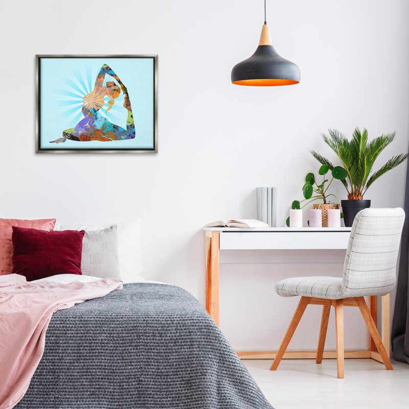 «Meditation Mindful Yoga» par Tim Parker, Cadre flottant gris lustré, H 25 po x l 31 po