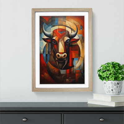 Taurus Zodiac Cubism - Single Picture Frame Print on Wood