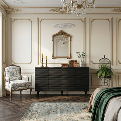 Aurilia 55.1'' Wide 4 Doors Sideboard With Adjustable Plate and Metal Legs