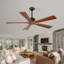 Ventilateurs de plafond et télécommande, ventilateur de plafond intérieur en bois pour patio, salon, 5 pales, moteur à courant continu, ventilateur de style Mid-Century moderne