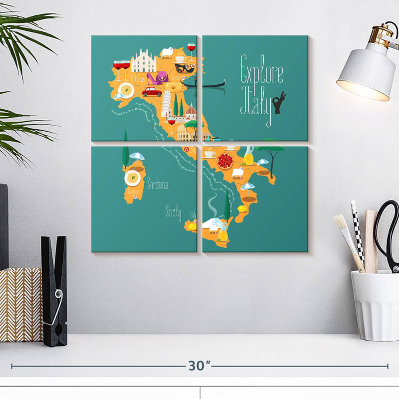 Carte d'Alazia Explorez l'Italie, H 18 po x l 18 po