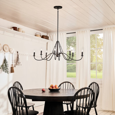 Lustre ovale 44,5 pouces Freesia en noir texturé 44,5 pouces