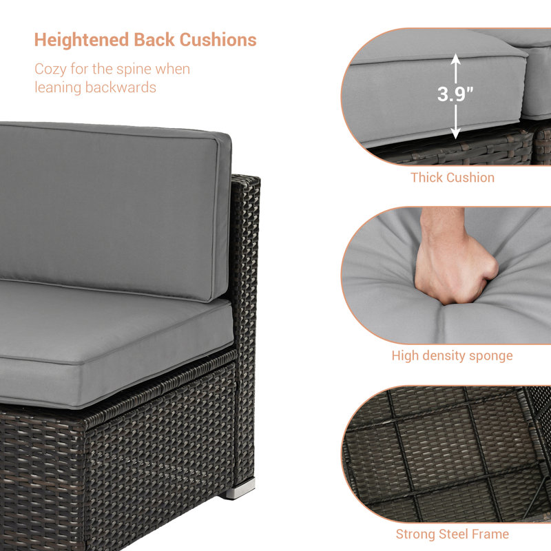 Paratt 4 - Person Modular Patio Conversation Set with Cushions, Gray