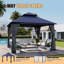 Pavillon de jardin robuste 10 'x 10' avec abattants allongés - Pavillon à toit double à structure stable avec filet et drainage intégré-128935596-128935598