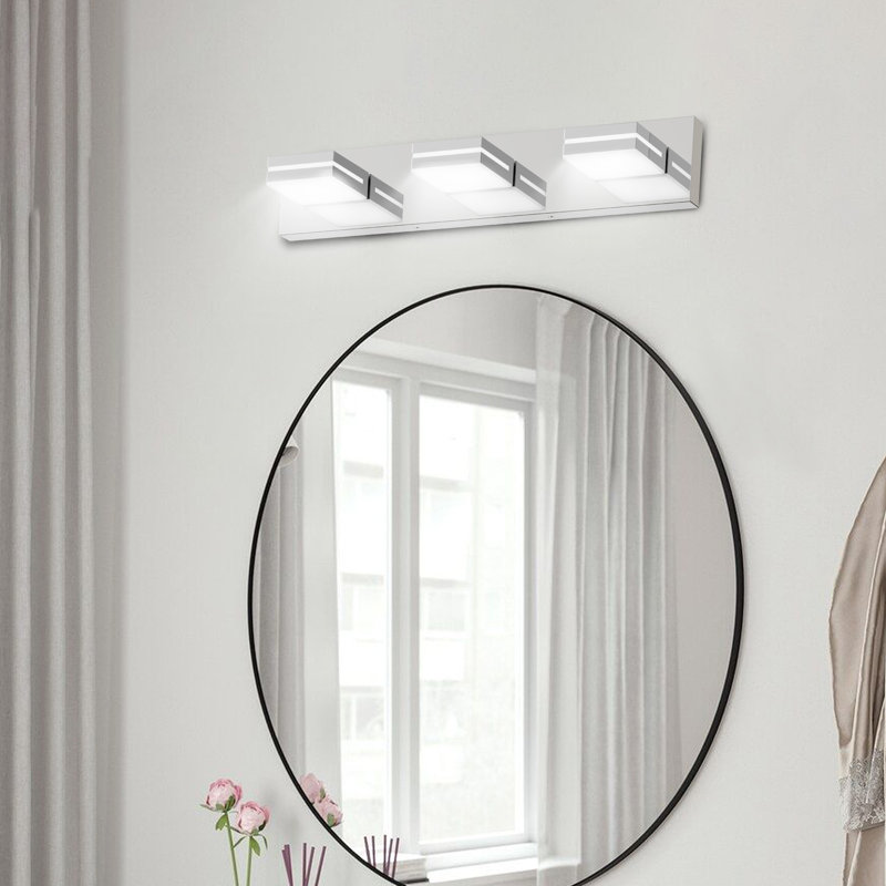 3-Light Dimmable LED Vanity Light with 360° Rotatable Lamp Heads Chrome for Bathroom, Vanity, Mirror, and Living Room, Chrome