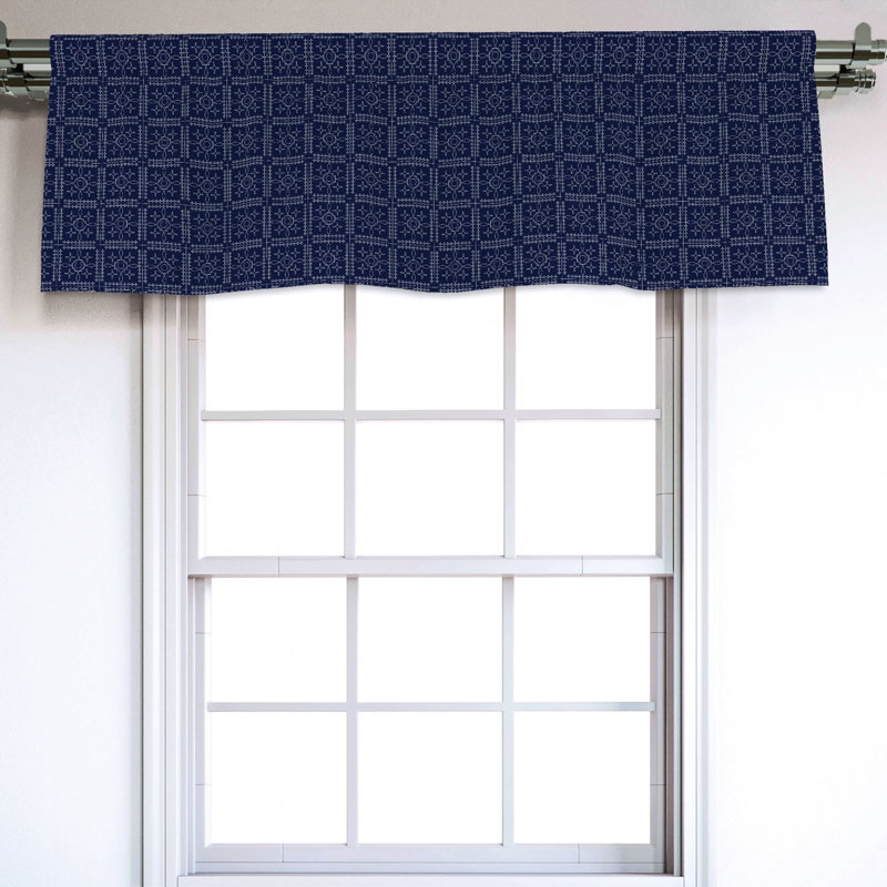 Sateen Geometric Ruffled Window Valance