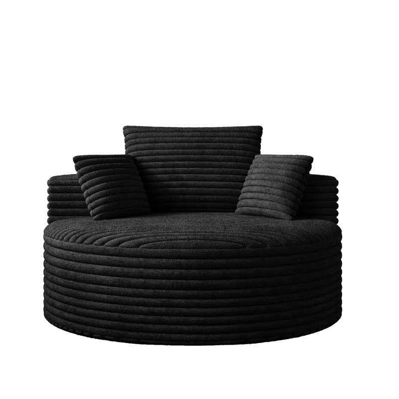 Fauteuil demi-tonneau Corduroy, Noir, noir, noir, noir
