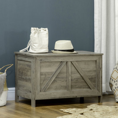 Coffre de rangement gris chic avec charnière 30 po Chic