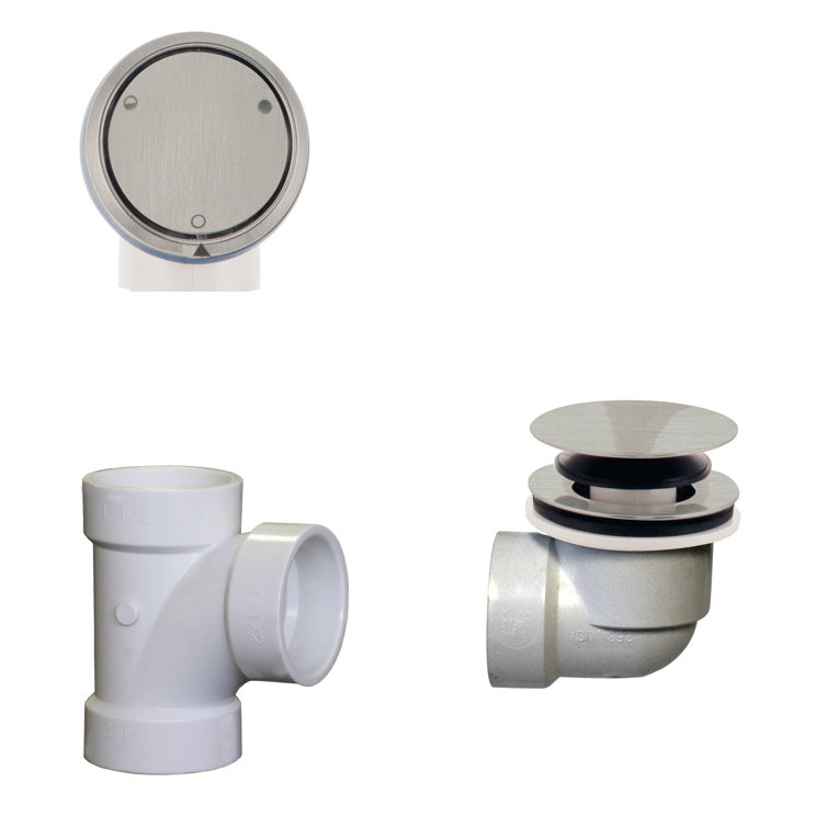 1-1/2" Sch. 40 PVC Tip-Toe Drain Plumber's Pack with Patented Deep Soak 2-Hole Overflow, Elbows and Tee