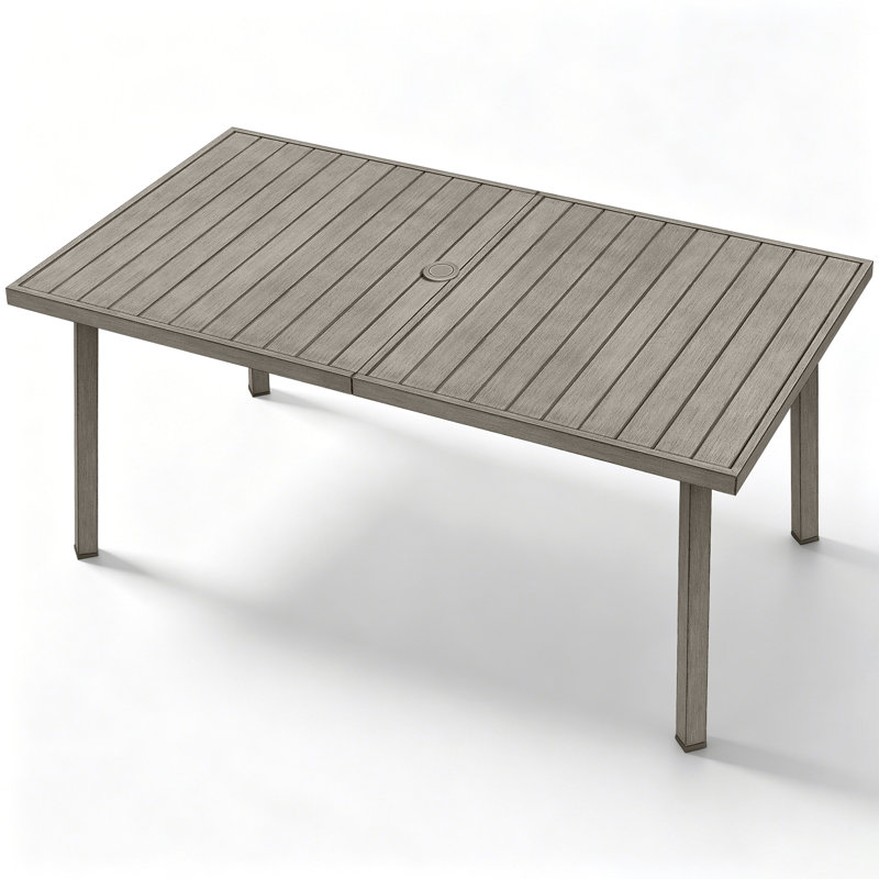 Table de salle à manger de patio pour 6 personnes, H 28 po x l 63 po x P 35 po, Gris