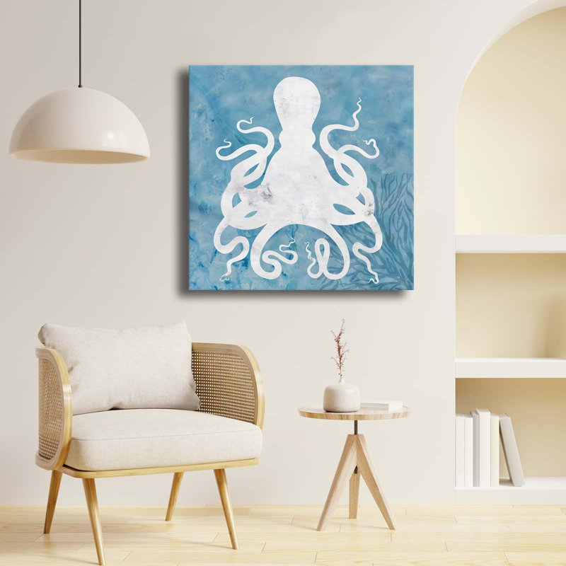 «White Octopus Coastal», art mural sur toile
