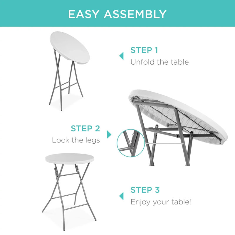 Essential Foldable Bar-Height Patio Table in Heavy-Duty White