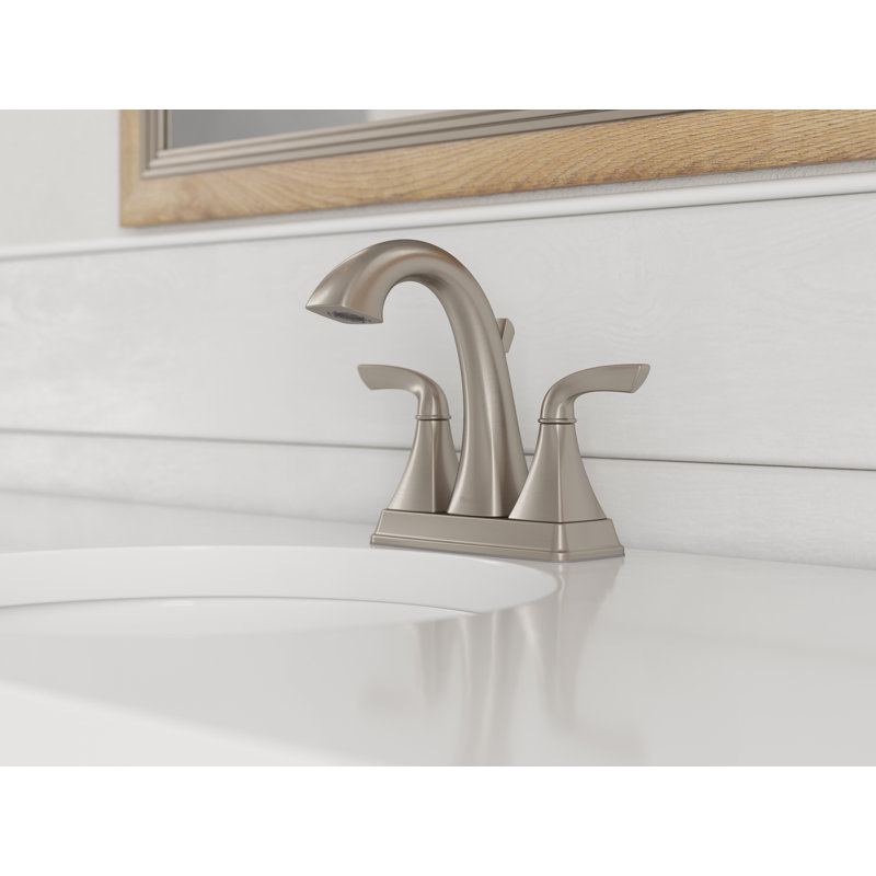 Bronson Double Handle Centerset Faucet Bathroom Faucet with Drain Assembly, Brushed Nickel