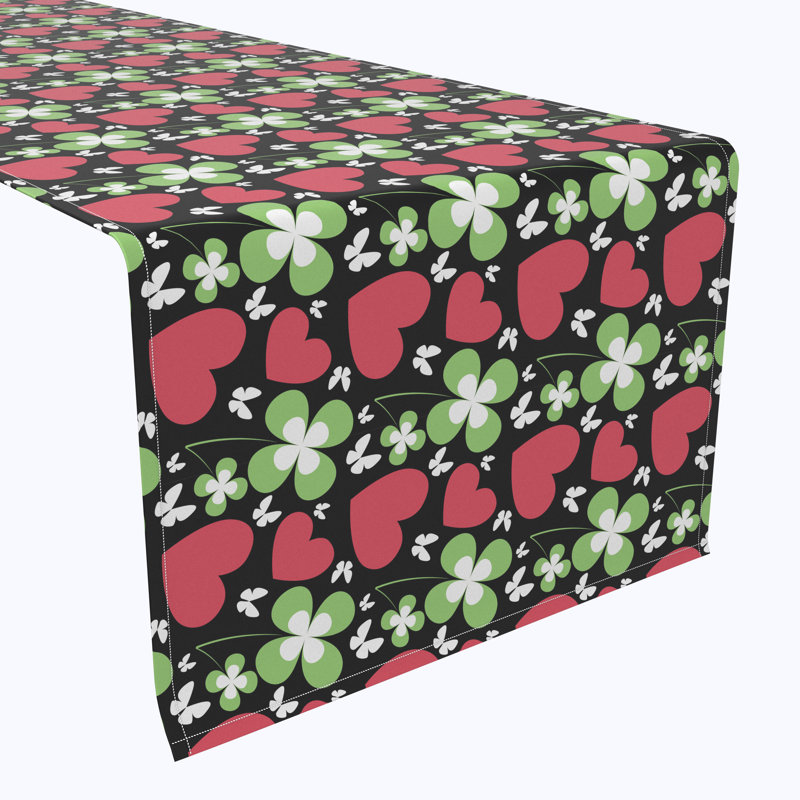 Periheli Heart Meets Clover Table Runner, 72" L x 12" W