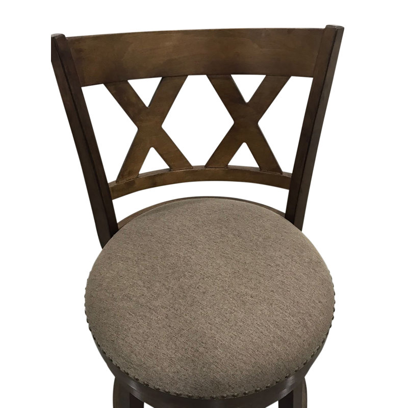 Élégant tabouret de bar pivotant brun H 40 po x l 22 po avec revêtement moelleux, Polyester brun / cadre rustique