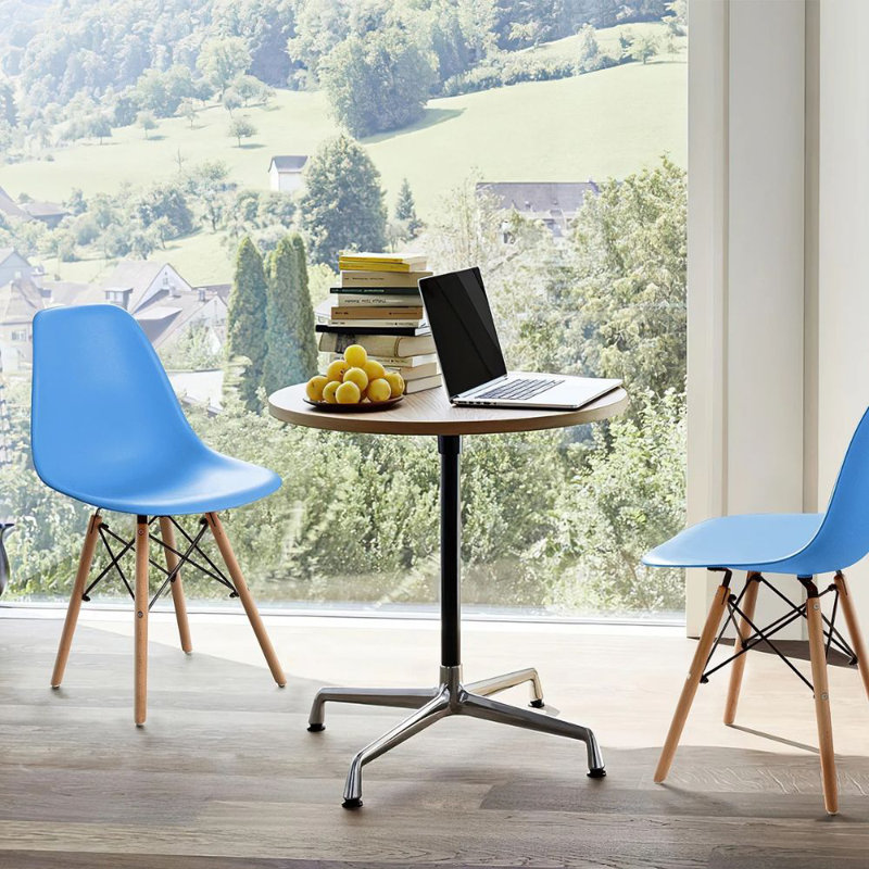 Paris Colored Dining Chair With Natural Wood Legs, Blue