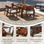 6-Piece Patio Dining Table  Set for Outdoor Furniture Sets With Umbrella Hole | Chairs and Bench with Removable Cushions (Mocha+Beige ) |  71" Rectangular Table | Backyard, Garden, Poolside-1428494029