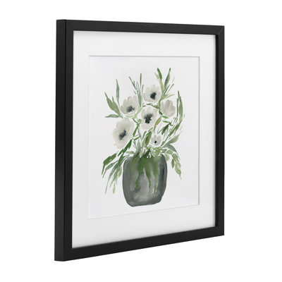 Soft White Anemones Framed Print Under Glass, design by Lucille Price