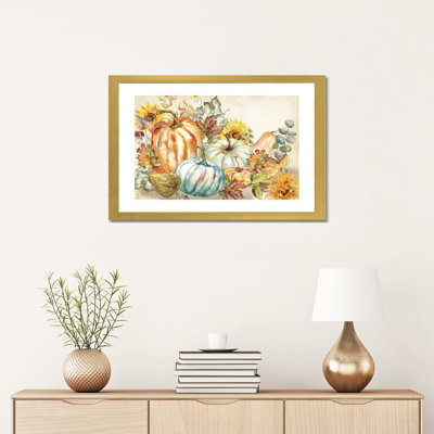«Watercolor Harvest Pumpkin paysage» par Tre Sorelle Studios - reproduction d'art
