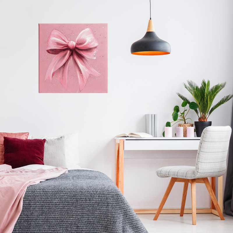 Big Pink Bow with Speckles Canvas, design by Creative Studio, 17" H x 17" W