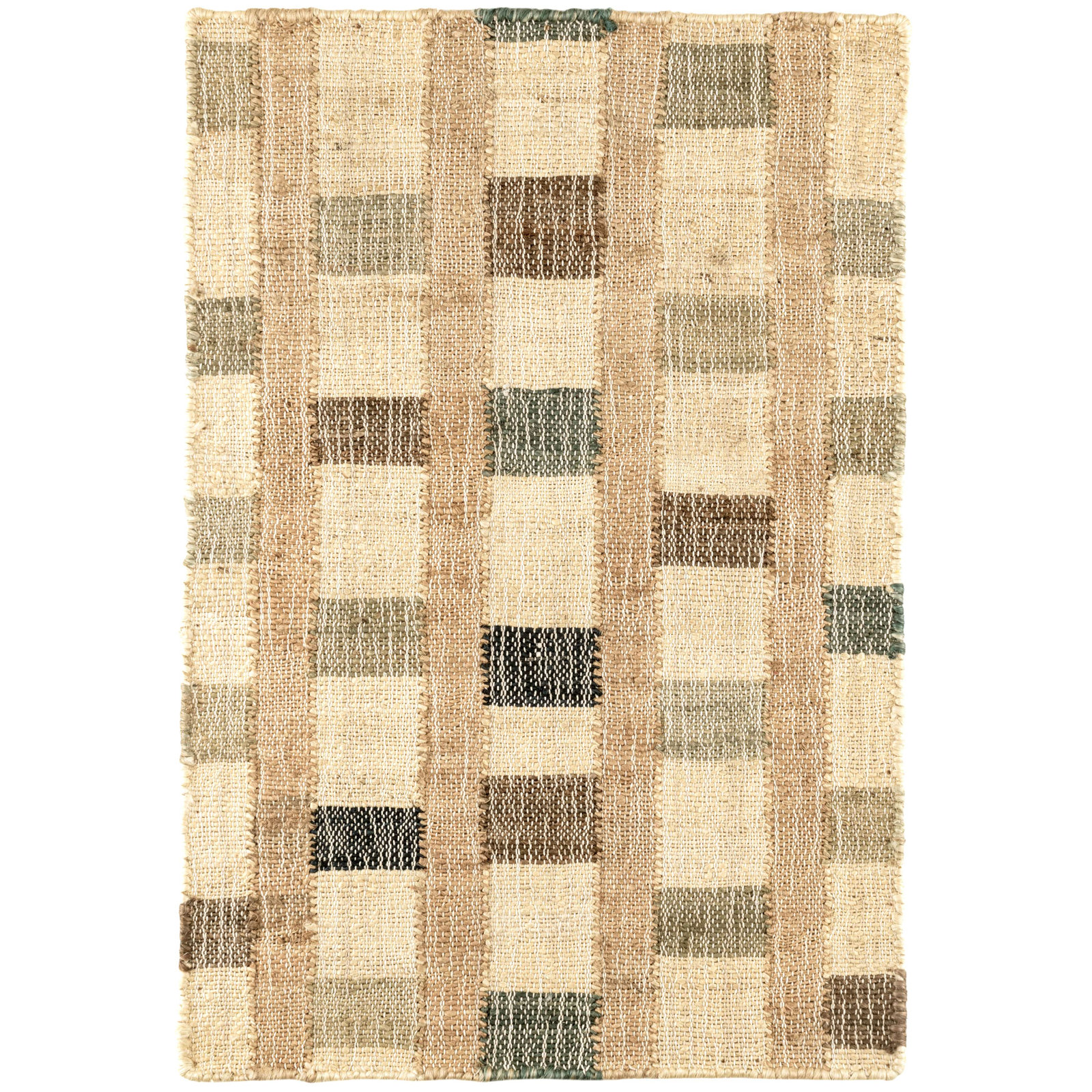 Mosaic Blue Handwoven Jute Rug, Rectangle 3' x 5'