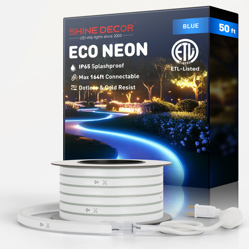 Shine Decor 120V Neon Rope Lights Blue, 600"