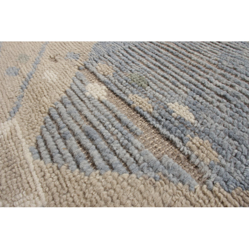 Scandinavian Hand Knotted Wool Geometric Area Rug, Rectangle 5' x 7'