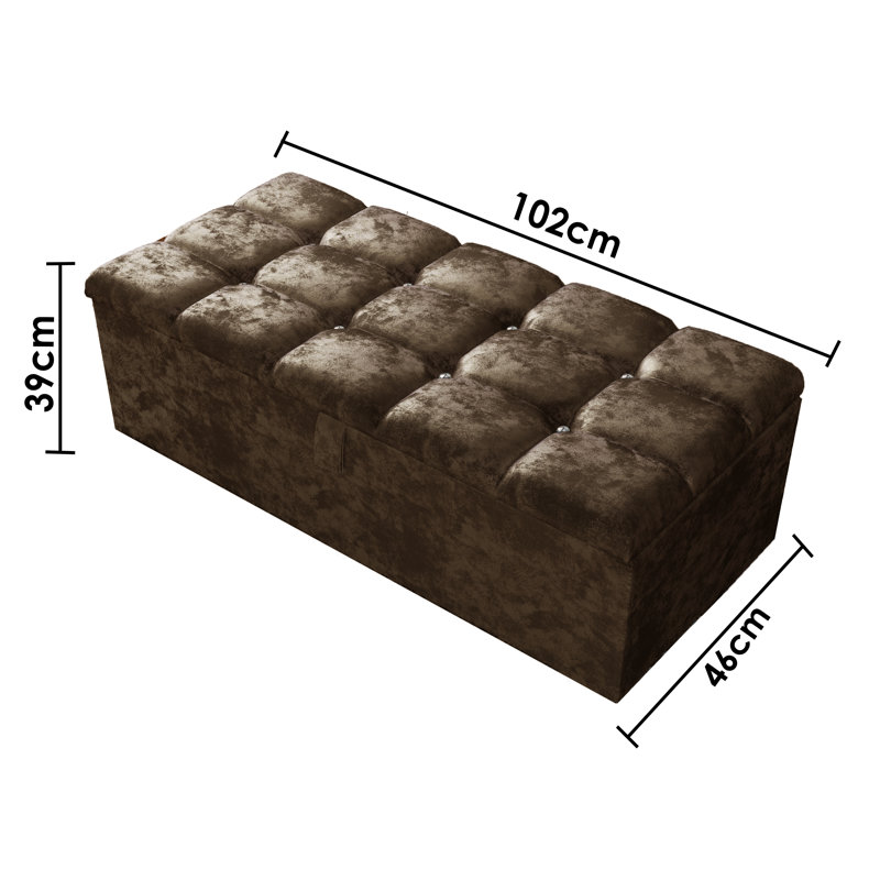 Ontario 102cm Wide Rectangle Geometric Standard Ottoman with Storage, Truffle