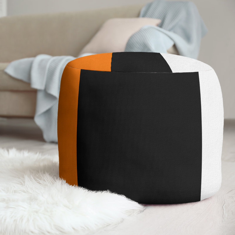 Repose-pieds cubique rond à rayures 20,5", Orange/Black/White