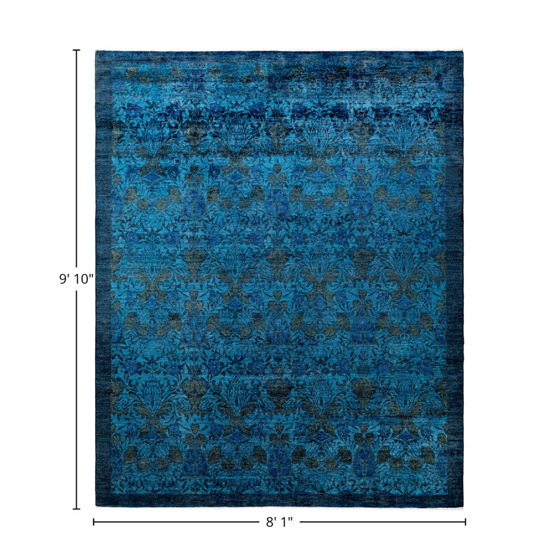 Tapis bleu nouvel âge 9 pi 10 po x 8 pi 1 po Corina