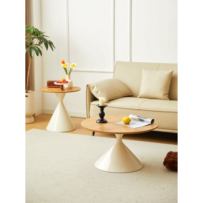 TABLE RONDE BLANC + BOIS
